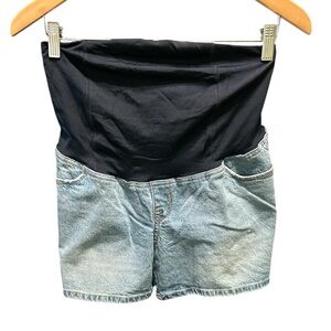 Isabel Maternity by Ingrid & Isabel Over Belly Midi Maternity Jean Shorts